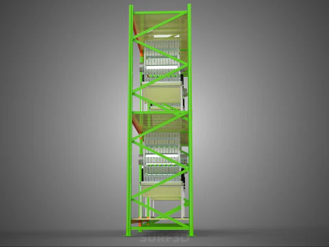 ROW ARRAY SHELF RACK TRAY ROTARY HYDROPONIC PLANT GARDEN INDOOR 3D Model