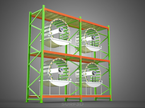줄 배열 선반 랙 트레이 회전식 수경 식물 정원 실내 3D 모델