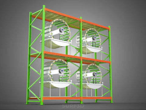 ROW ARRAY SHELF RACK TRAY ROTARY HYDROPONIC PLANT GARDEN INDOOR 3D Model