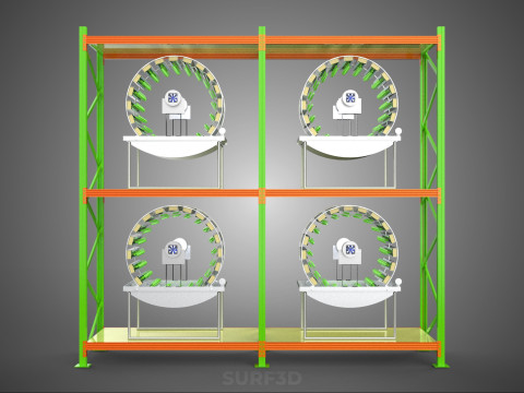 줄 배열 선반 랙 트레이 회전식 수경 식물 정원 실내 3D 모델