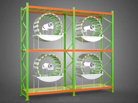 줄 배열 선반 랙 트레이 회전식 수경 식물 정원 실내 3D 모델