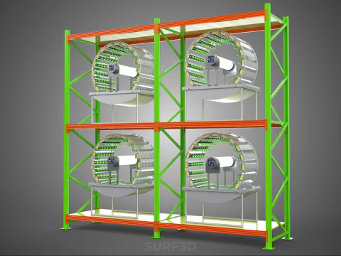 ROW ARRAY SHELF RACK TRAY ROTARY HYDROPONIC PLANT GARDEN INDOOR 3D Model