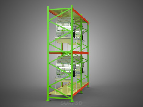 줄 배열 선반 랙 트레이 회전식 수경 식물 정원 실내 3D 모델