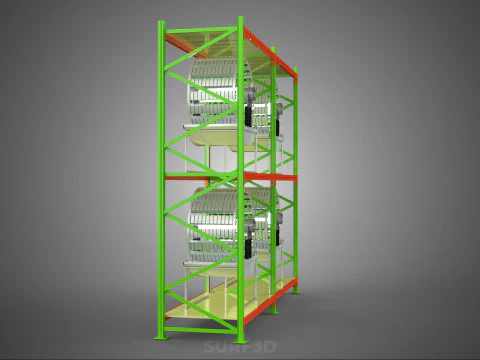 ROW ARRAY SHELF RACK TRAY ROTARY HYDROPONIC PLANT GARDEN INDOOR 3D Model