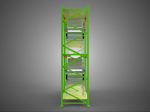 ROW ARRAY SHELF RACK TRAY ROTARY HYDROPONIC PLANT GARDEN INDOOR 3D Model