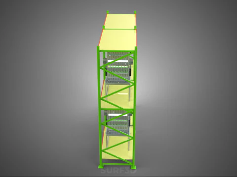 ROW ARRAY SHELF RACK TRAY ROTARY HYDROPONIC PLANT GARDEN INDOOR 3D Model