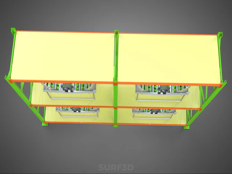 ROW ARRAY SHELF RACK TRAY ROTARY HYDROPONIC PLANT GARDEN INDOOR 3D Model