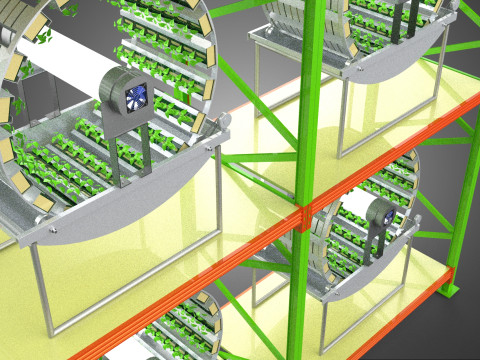 줄 배열 선반 랙 트레이 회전식 수경 식물 정원 실내 3D 모델