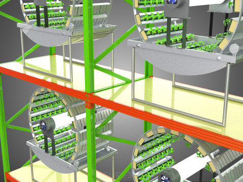 줄 배열 선반 랙 트레이 회전식 수경 식물 정원 실내 3D 모델