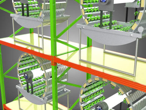 ROW ARRAY SHELF RACK TRAY ROTARY HYDROPONIC PLANT GARDEN INDOOR 3D Model