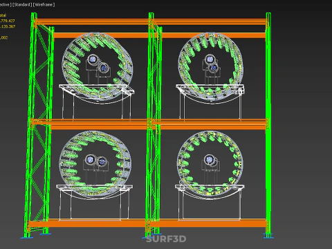 ROW ARRAY SHELF RACK TRAY ROTARY HYDROPONIC PLANT GARDEN INDOOR 3D Model