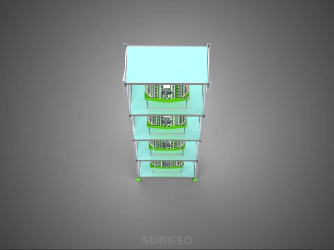 STACK VERTICAL GARDEN TOWER FRAME ROTARY HYDROPONIC PLANT FARM 3D Model
