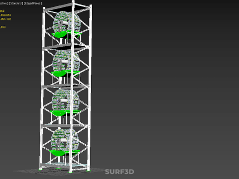 STACK VERTICAL GARDEN TOWER FRAME ROTARY HYDROPONIC PLANT FARM Modelo 3D