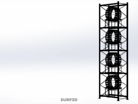 STACK VERTICAL GARDEN TOWER FRAME ROTARY HYDROPONIC PLANT FARM 3D Model