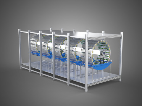FRAME ARRAY ROW SHELF RACK TRAY ROTARY HYDROPONIC LED PLANT FARM 3D Modell