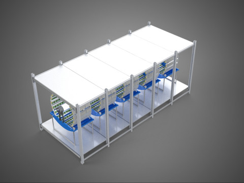 FRAME ARRAY ROW SHELF RACK TRAY ROTARY HYDROPONIC LED PLANT FARM 3D 模型