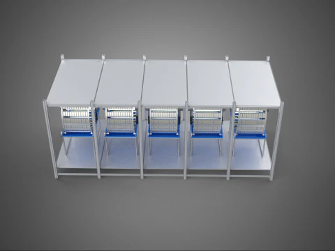 FRAME ARRAY ROW SHELF RACK TRAY ROTARY HYDROPONIC LED PLANT FARM 3D Model