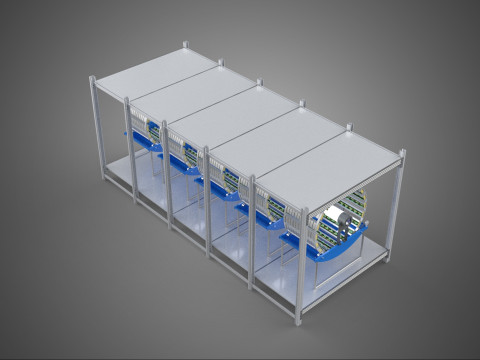 FRAME ARRAY ROW SHELF RACK TRAY ROTARY HYDROPONIC LED PLANT FARM 3D 模型