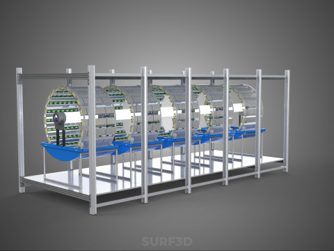 FRAME ARRAY ROW SHELF RACK TRAY ROTARY HYDROPONIC LED PLANT FARM 3D 模型