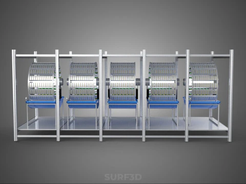 FRAME ARRAY ROW SHELF RACK TRAY ROTARY HYDROPONIC LED PLANT FARM 3D Model