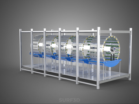 FRAME ARRAY ROW SHELF RACK TRAY ROTARY HYDROPONIC LED PLANT FARM 3D 模型