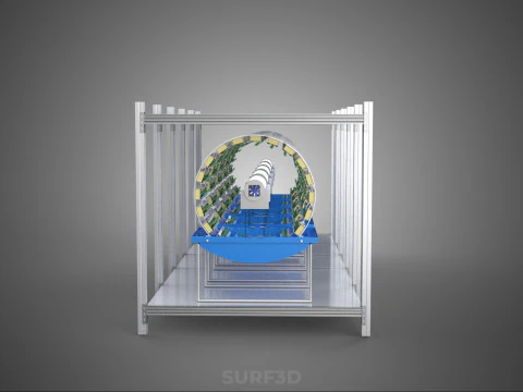 FRAME ARRAY ROW SHELF RACK TRAY ROTARY HYDROPONIC LED PLANT FARM 3D Model