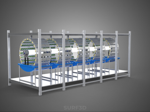 FRAME ARRAY ROW SHELF RACK TRAY ROTARY HYDROPONIC LED PLANT FARM 3D 模型