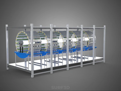 FRAME ARRAY ROW SHELF RACK TRAY ROTARY HYDROPONIC LED PLANT FARM 3D Model