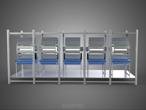 FRAME ARRAY ROW SHELF RACK TRAY ROTARY HYDROPONIC LED PLANT FARM 3D 模型