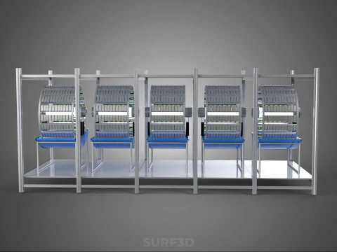 FRAME ARRAY ROW SHELF RACK TRAY ROTARY HYDROPONIC LED PLANT FARM 3D Model