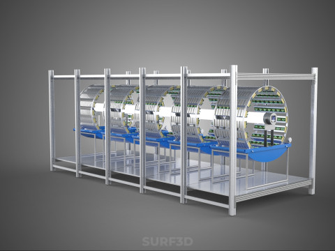 FRAME ARRAY ROW SHELF RACK TRAY ROTARY HYDROPONIC LED PLANT FARM 3D 模型