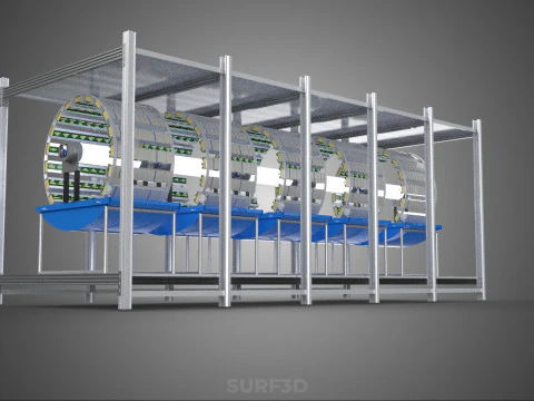 FRAME ARRAY ROW SHELF RACK TRAY ROTARY HYDROPONIC LED PLANT FARM 3D Model