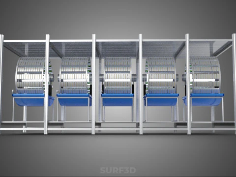 FRAME ARRAY ROW SHELF RACK TRAY ROTARY HYDROPONIC LED PLANT FARM 3D Model
