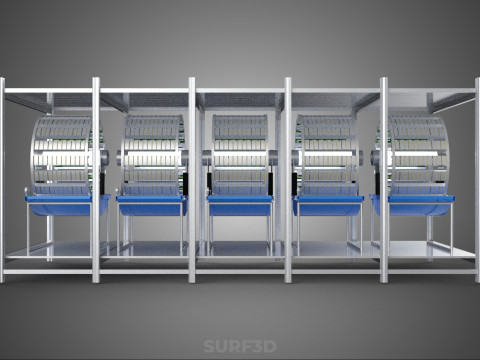 FRAME ARRAY ROW SHELF RACK TRAY ROTARY HYDROPONIC LED PLANT FARM 3D 模型