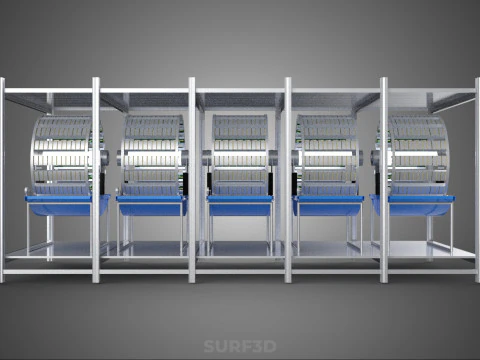 FRAME ARRAY ROW SHELF RACK TRAY ROTARY HYDROPONIC LED PLANT FARM 3D Model