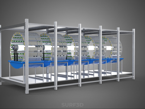 FRAME ARRAY ROW SHELF RACK TRAY ROTARY HYDROPONIC LED PLANT FARM 3D 模型