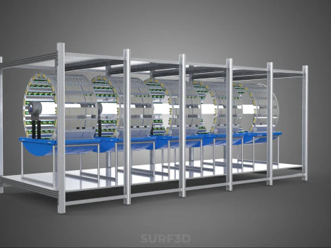 FRAME ARRAY ROW SHELF RACK TRAY ROTARY HYDROPONIC LED PLANT FARM 3D Model