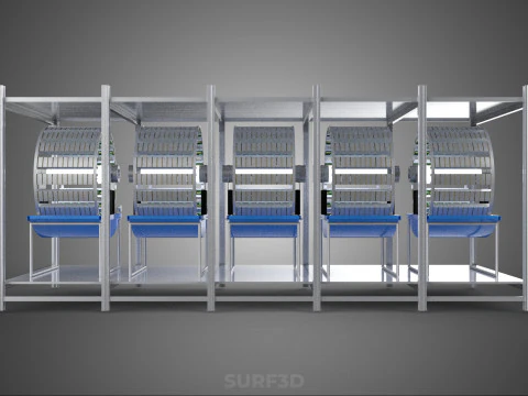 FRAME ARRAY ROW SHELF RACK TRAY ROTARY HYDROPONIC LED PLANT FARM 3D Model