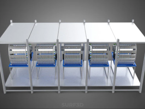FRAME ARRAY ROW SHELF RACK TRAY ROTARY HYDROPONIC LED PLANT FARM 3D Model