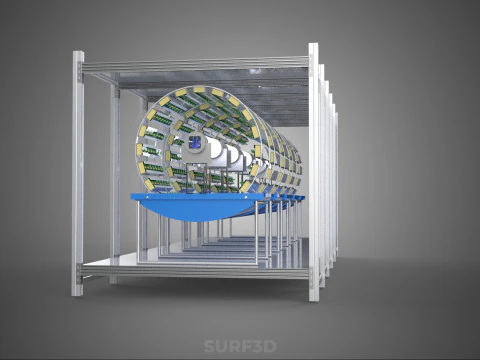 FRAME ARRAY ROW SHELF RACK TRAY ROTARY HYDROPONIC LED PLANT FARM 3D Model