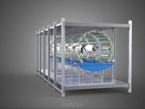 FRAME ARRAY ROW SHELF RACK TRAY ROTARY HYDROPONIC LED PLANT FARM 3D 模型