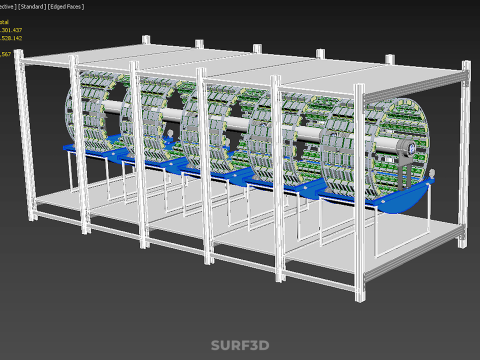 FRAME ARRAY ROW SHELF RACK TRAY ROTARY HYDROPONIC LED PLANT FARM 3D 模型