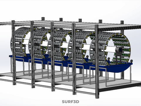 FRAME ARRAY ROW SHELF RACK TRAY ROTARY HYDROPONIC LED PLANT FARM 3D 模型