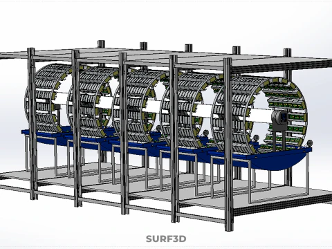 FRAME ARRAY ROW SHELF RACK TRAY ROTARY HYDROPONIC LED PLANT FARM 3D Model