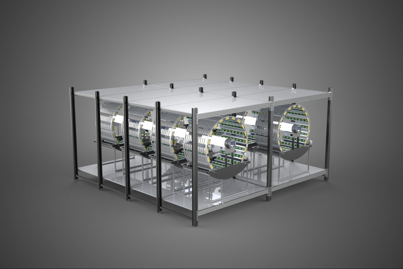 INDOOR ARRAY ROW SHELF RACK TRAY ROTARY HYDROPONIC PLANT FARM UP Modelo 3D .c4d .max .obj .3ds .fbx .stl .blend