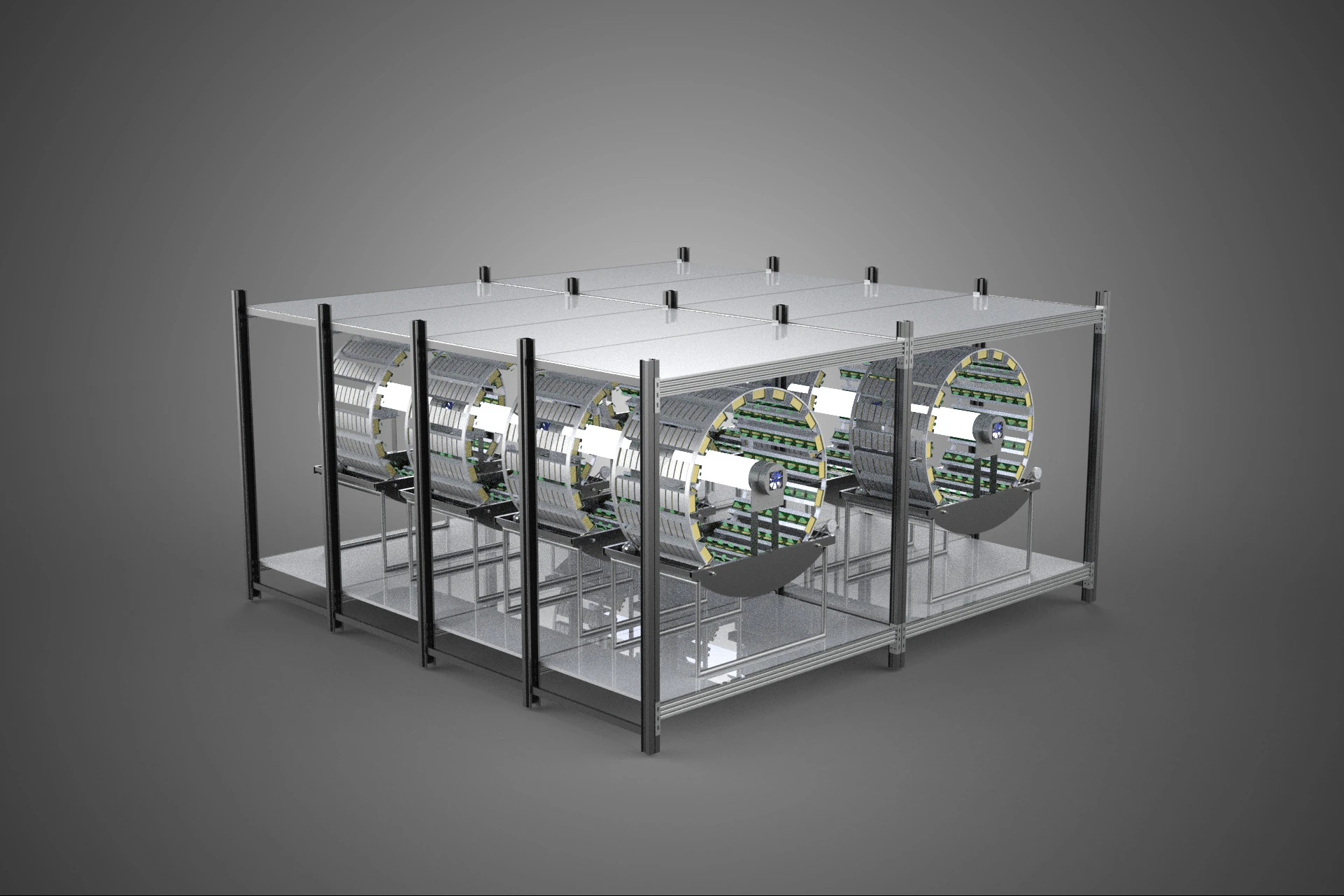 INDOOR ARRAY ROW SHELF RACK TRAY ROTARY HYDROPONIC PLANT FARM UP 3D Model .c4d .max .obj .3ds .fbx .stl .blend 