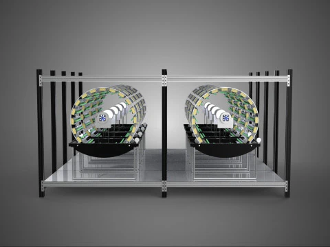 INDOOR ARRAY ROW SHELF RACK TRAY ROTARY HYDROPONIC PLANT FARM UP 3D Model