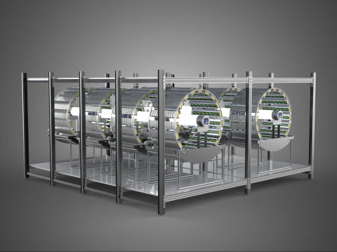 INDOOR ARRAY ROW SHELF RACK TRAY ROTARY HYDROPONIC PLANT FARM UP 3D Model