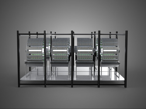 INDOOR ARRAY ROW SHELF RACK TRAY ROTARY HYDROPONIC PLANT FARM UP Modelo 3D