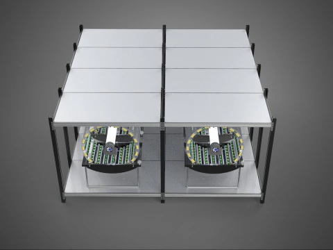 INDOOR ARRAY ROW SHELF RACK TRAY ROTARY HYDROPONIC PLANT FARM UP 3D Model
